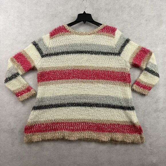 Lane Bryant Sweater Womens Sz 22/24 Stiped Multicolor Pullover Long Sleeve Tie - Picture 7 of 15